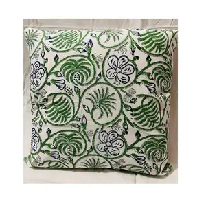 Housses de coussin lavables en machine à imprimé floral vert avec blanc taies d'oreiller respirantes et amovibles parfaites pour la chambre à coucher du canapé