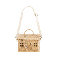 Meilleur design, sac en forme de maison tissé en rotin pour enfants, sac de mode coloré pour les filles