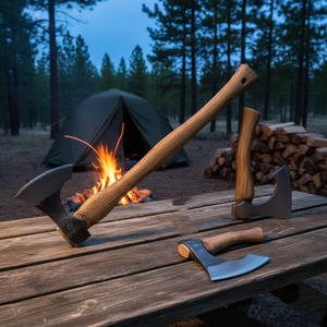 Lot de 3 haches à manche en acier, fabriquées à la main, lame forgée en acier à haute teneur en carbone, qualité industrielle, pour la chasse, la coupe et le hachage - Product Image 5