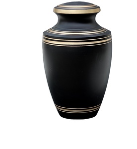 Cremación de color negro para cenizas Urna hecha a mano para adultos para cenizas de mascotas Contenedor de entierro para urna funeraria conmemorativa humana - Product Image 1