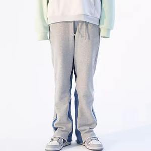 Pantalon de jogging décontracté pour homme avec logo personnalisé, coupe évasée, taille élastique, patchwork, pantalon de survêtement superposé - Product Image 2