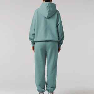 Conjunto de Sudadera con Capucha para Mujer, 2 Piezas, Pantalones Joggers, Sudadera, Pantalones Deportivos, Corte Regular, Cortos, 100% Algodón, Ecológicos, Transpirables, para Invierno - Product Image 3