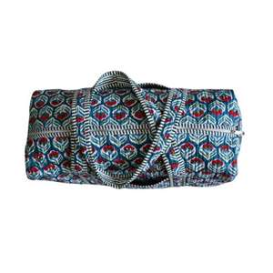 Sac de voyage en coton matelassé floral bohème de luxe, imprimé à la main en Inde, fermeture éclair, léger, sac à bandoulière pour la salle de sport, le week-end - Product Image 5