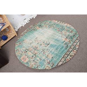 Alfombra Floral de lana clásica Vintage de 4,6x4,6 pies, diseño de retazos azul Beige para sala de estar adolescente, modelo de pasillo rectangular de látex - Product Image 2