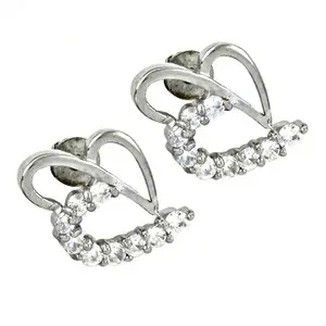 "925 <b>Silver</b> Heart Stud Earrings for Women with Cubic Zirconia" - Product Image 2