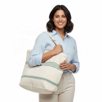 Sacs fourre-tout pour femmes avec logo personnalisé 100% coton luxe grands sacs fourre-tout de plage unisexe pour hommes et femmes personnalisé léger