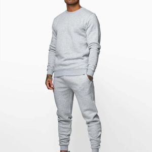 Survêtement à capuche personnalisé en polyester/coton Survêtement uni unisexe Sweat-shirt à col rond vierge par sublimation et pantalon de survêtement - Product Image 3