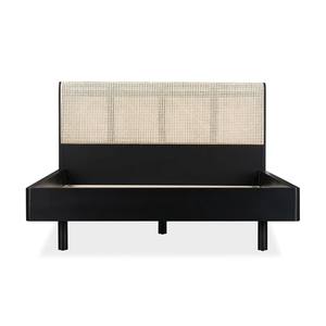 Modern Solid Teak Wood <b>Bed</b> <b>Frame</b> with Woven Rattan Headboard Eco-Friendly & Durable for Indoor Bedroom - Product Image 2