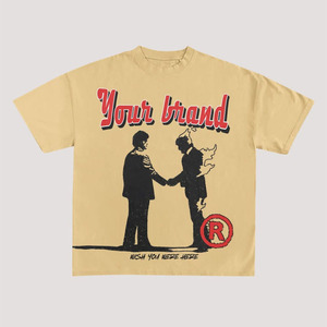 เสื้อยืดผู้ชายแบบสั่งทำเสื้อยืดผ้าฝ้าย100% วินเทจฟอกสีพิมพ์ลายโลโก้ทรงหลวมพอดีตัว - Product Image 2