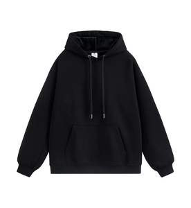 Sweat-shirts et pulls à capuche pour hommes en gros, couleur beige uni, tissu 100% coton, épaules tombantes, coupe ample, pour l'hiver - Product Image 2