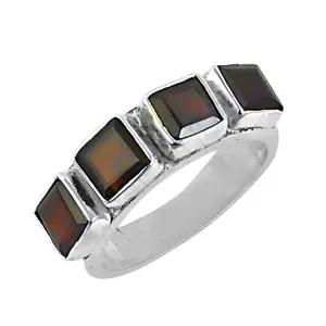 925 <b>Silver</b> <b>Statement</b> <b>Ring</b> for Women Rose Gold Rhodium Plating Trendy Inlay Design Featuring Natural Garnet Gemstone <b>Statement</b> - Product Image 3