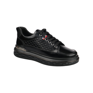 M1075 Zapatillas Casuales de Cuero para Hombre con Logotipo en V Triangular, Cordones Planos, Suela de Goma, Tacón Bajo, con Cordones, Venta al Por Mayor para Exportación - Product Image 2