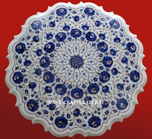 Beautiful <b>Round</b> Shape Home Hotels Decorative Countertop for Best Quality <b>White</b> Marble Indian Handmade Standard Quality <b>Table</b> Top - Product Image 1