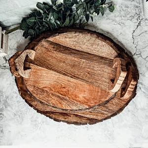 Chargeur en bois Plateau d'affichage rond Écorce à effet bois Produit de vente chaud Bol décoratif en bois de manguier avec écorce d'arbre fabriqué en Inde - Product Image 6