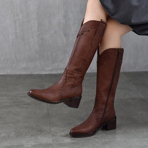 Bottes hautes extensibles pour femmes en tissu élastique, à porter au-dessus du genou, bottes décontractées pour femmes à talon épais, bottes hautes pour femmes - Product Image 1