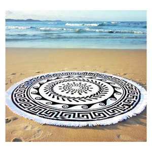 Venta al por mayor de lujo de dos tonos Mandala diseño borla 100% algodón orgánico GOTS certificado sin arena de secado rápido de alta calidad Toalla de playa - Product Image 3