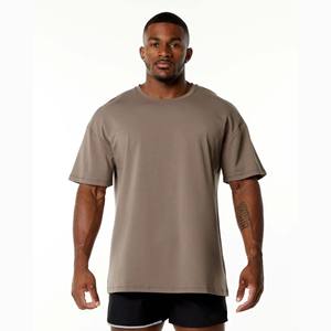T-shirt décontracté noir surdimensionné pour homme-Maillot de coton respirant à manches courtes 220gsm grande taille - Product Image 1