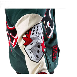 Custom High Quality Winter Men's Vintage <b>Canvas</b> Stand Collar Front Pocket Quick Dry Bomber Letterman College Varsity Jacket - Product Image 6