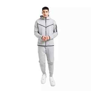 Vente en gros de survêtement d'été en nylon de marque privée coupe-vent respirant avec jogging à capuche ensemble deux pièces - Product Image 2