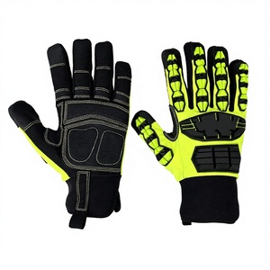 Gants de mécanicien haute visibilité anti-choc en cuir synthétique vert citron, robustes, avec matériau TPR, protection thermique, vente en gros - Product Image 1