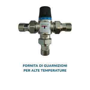 HM Solar <b>Thermostatic</b> Valve Mixer 1" Brass Chrome 3/4" Male Fittings 35-60C Temperature <b>Control</b> for Water Household Use - Product Image 3