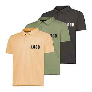 Chemises pour hommes en gros, tricotées, séchage rapide, respirantes, polyester/coton, logo personnalisé, manches courtes, vêtements de sport décontractés, promotionnels - Product Image 1