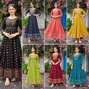 Calidad de exportación India Alta demanda Ropa étnica Vestido de rayón pesado con bordado Trabajo Mujer Moda Exportador y proveedor - Product Image 2