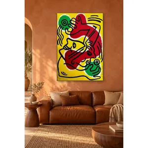 Impression sur toile Fida Keith Haring Faces Spirales Rouges et Vertes - Product Image 4