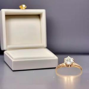 Solitario de oro sólido de 14K, anillo de compromiso de diamante cultivado en laboratorio blanco de 7 MM, anillo de promesa de boda de filigrana antigua para ella para fiestas - Product Image 4