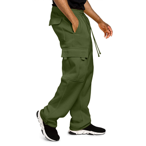 Venta al por mayor rendimiento Slim Fit Fleece Cargo Jogger Pantalones rectos para correr entrenamiento bolsillos cordón lavado Cargo pantalones de hombre - Product Image 4