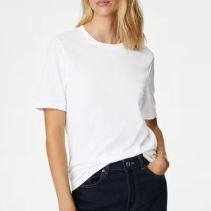 Camisetas de cuello redondo de algodón de alta calidad para mujer ropa de diseño personalizado etiqueta privada al por mayor camisetas impresas personalizadas - Product Image 4