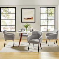 Chaise de salle à manger moderne Offre Spéciale fauteuil en tissu avec dossier et bras incurvés et siège Boucle en laine d'agneau pour salle à manger salon