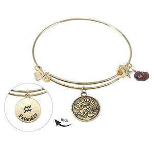 Bracelet d'astrologie rempli d'or 18K, cristal naturel, pierre d'anniversaire, Bracelet d'astrologie du zodiaque, Bracelet de signe astrologique - Product Image 3