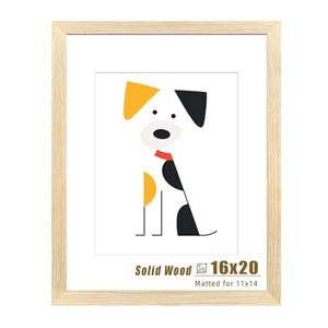 16x20 Vertical <b>Picture</b> <b>Frame</b> Natural Solid Wood UV Printing Modern Design Wall <b>Mount</b> <b>with</b> 11x14 Mat 1 Pack - Product Image 1