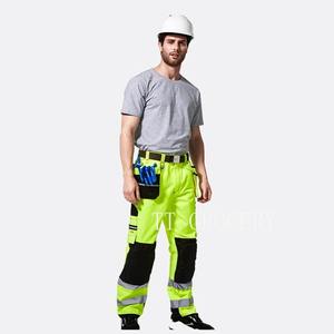 กางเกงทำงานผู้ชายแบบลำลองสะท้อนแสงสีเหลืองสะท้อนแสง มองเห็นได้ชัด กันน้ำ ระบายอากาศ หลายกระเป๋า - Product Image 3