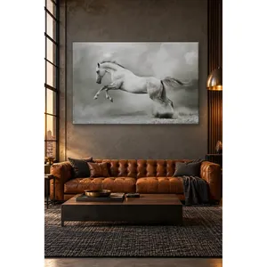 Impresión en lienzo de Fida cría un caballo blanco en una nube de polvo - Product Image 3