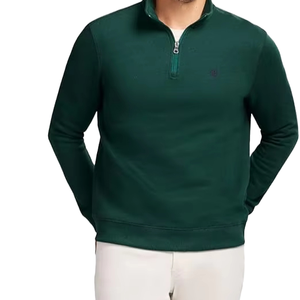 Sweat-shirts d'hiver brodés pour hommes avec détection par aiguille, 100 % coton molletonné, demi-zip, design décontracté et sportif - Product Image 1