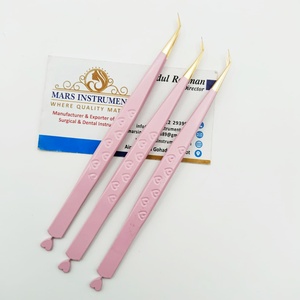 แหนบต่อขนตาปลอมสีชมพูปลายพิมพ์ลายหัวใจสีทองแหนบต่อขนตาปลอมแบบแยกสีล้วน - Product Image 2