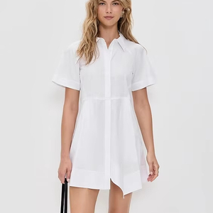 Vestido Largo de Verano Personalizado OEM, Manga Corta, para Mujer, 100% Algodón, Color Sólido, Forro de Algodón Formal, Estilo Casual, Sexy y Sencillo, para Otoño - Product Image 1