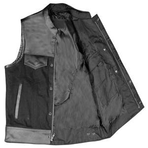 OEM OTM เสื้อกั๊กหนังวัวสำหรับผู้ชาย, เสื้อกั๊กแขนกุดมีการปิดแบบสแนปและมีกระเป๋าด้านใน - Product Image 6