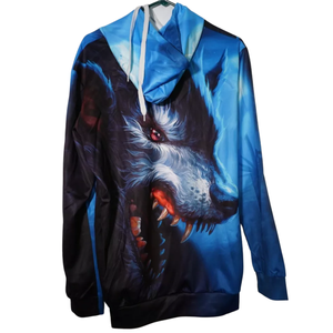 Colorido Lobo Imprimir Sudadera con capucha Hombres Manga larga Multicolor Diseño Sublimado Sudadera con capucha - Product Image 5