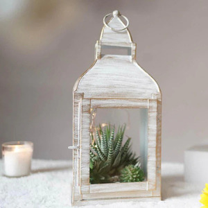 Rustic <b>White</b> Lanterns with Metal <b>Frame</b> for Timeless Decor Vintage Inspired Glass Lanterns with Durable Metal <b>Frame</b> - Product Image 2