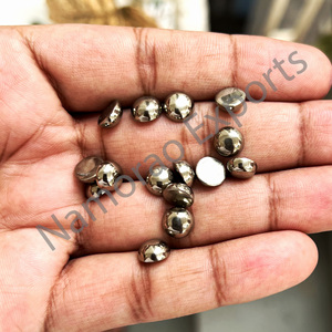 ไพไรต์ธรรมชาติ 7x7 มม. ทรงกลมแบบคาโบชอง มีทุกขนาด หลังแบน สำหรับทำเครื่องประดับ พลอยหลวม - Product Image 4