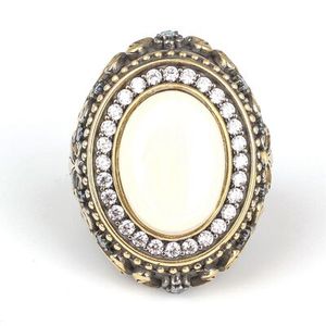 925 Sterling <b>Silver</b> Men's <b>Statement</b> <b>Ring</b> with Natural Aquamarine Ivory Zircon Stones Bezel Setting Inlay Everyday Wear - Product Image 6