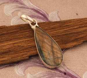 Pendentif vintage fait à la main en argent sterling 925 Labradorite de feu bleu naturel avec placage à l'or cadeau unisexe de fiançailles - Product Image 6