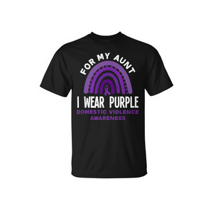 Camiseta de Concienciación sobre la Violencia Doméstica con la Frase 'I Wear Purple For My Aunt', Manga Corta, Unisex, Cuello Redondo, para Adultos, para Caminatas y Carreras, con Serigrafía - Product Image 2