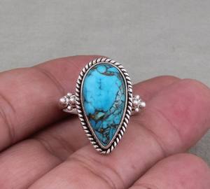 Sterling <b>Silver</b> Druzy Stone Pear <b>Ring</b> Handmade Designer Jewelry Unique Engagement Wedding Classic <b>Boho</b> Statement Band - Product Image 5