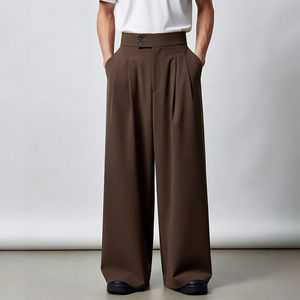 Pantalon large plissé droit pour homme – Vente en gros OEM/ODM – Pantalon décontracté sur mesure – Logo personnalisé – Marque privée – Mélange coton/polyester - Product Image 1