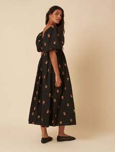 Personnalisé décontracté dames col carré bouffée manches courtes imprimé fleuri longue robe pour les femmes brodé demi manches meilleur prix - Product Image 4