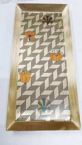 Plateau de service rond en métal martelé, finition dorée, plateau décoratif en fer pour la maison, l'hôtel, le restaurant, la décoration de table - Product Image 5